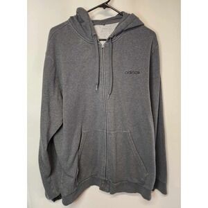 Mens Adidas‎ Charcoal Gray Zip Up Size L Hoodie With Logo